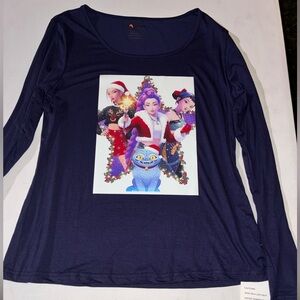 Azen Navy Long Sleeve Graphic Tee